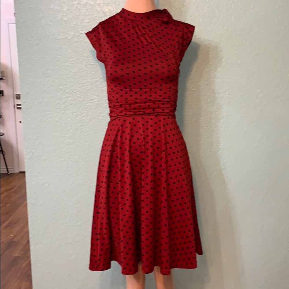 Cute red & black polka dot dress